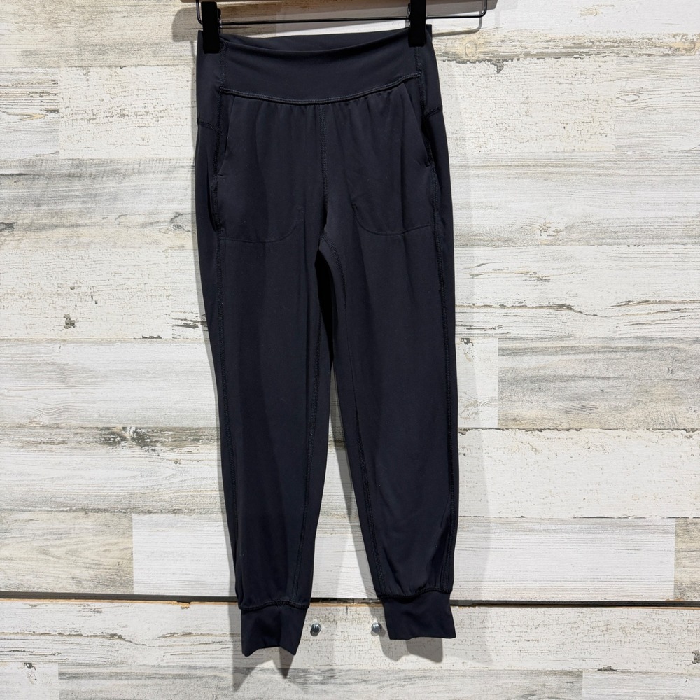 All in Motion Joggers Girls S 6/7 Black Everyday Soft High Rise Active EUC